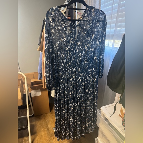 Free People Wallflower Midi Dress in Blue Size XS EUC Retail $158 - Picture 5 of 7